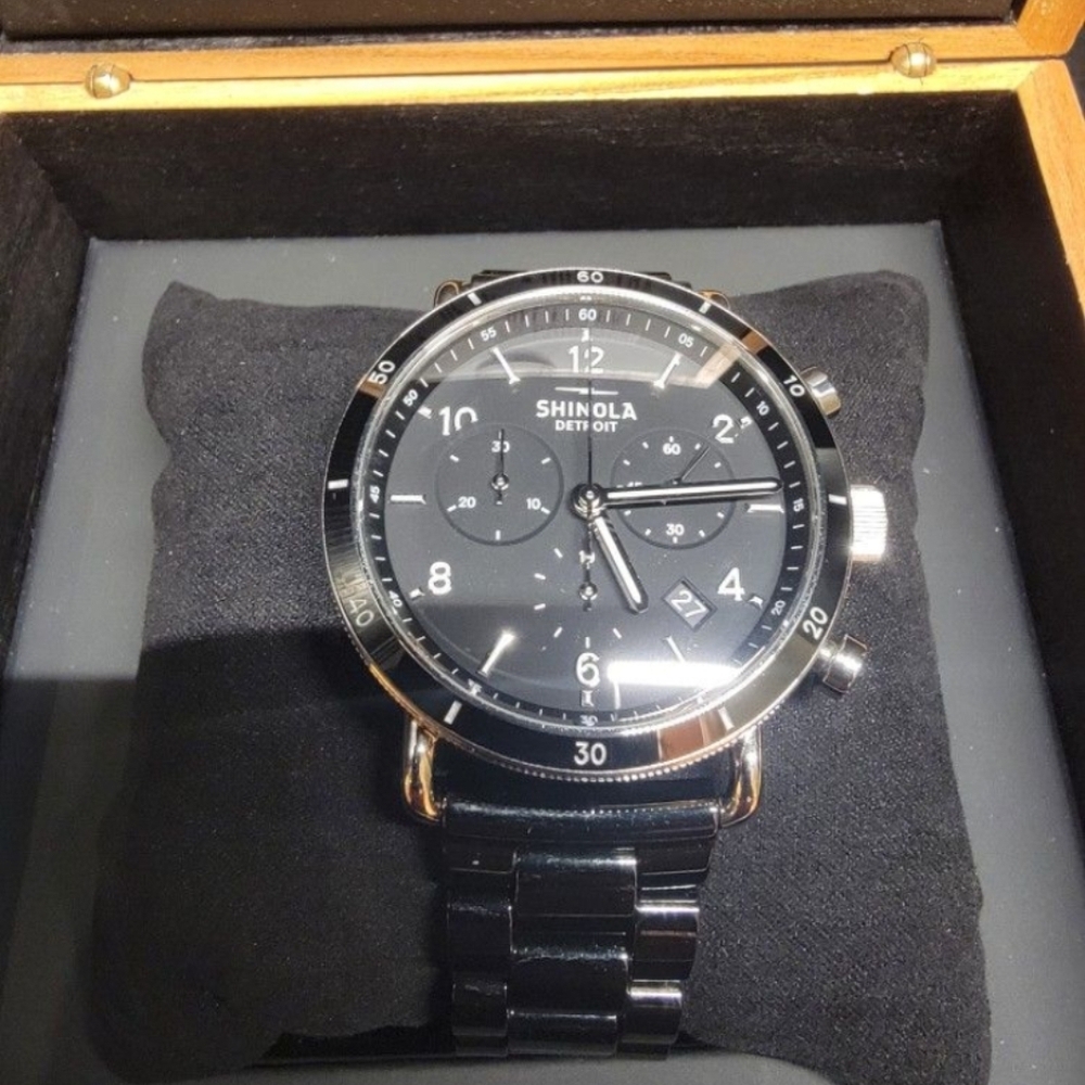 Shinola Black Chronograph Watch